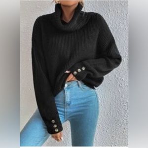 Black Turtle Neck Sweater from Shein